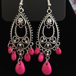 pink and silver earrings